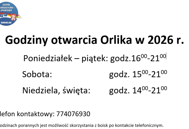 Kompleks Boisk Orlik czynny od soboty 14.03.2026