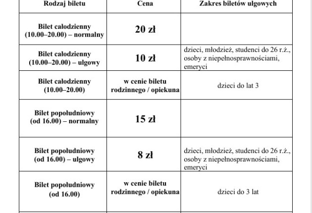 Godziny otwarcia oraz cennik basenu letniego