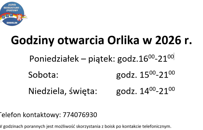 Kompleks Boisk Orlik czynny od soboty 14.03.2026