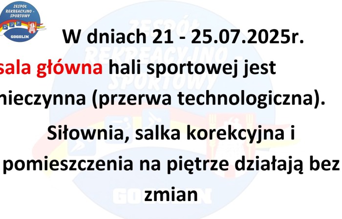 Przerwa w funkcjonowaniu sali głównej w Hali Blautów