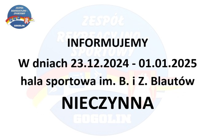 Przerwa w funkcjonowaniu hali Blautów