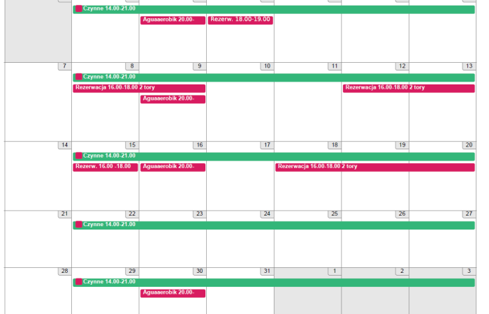 Harmonogram pływalni krytej lipiec 2024