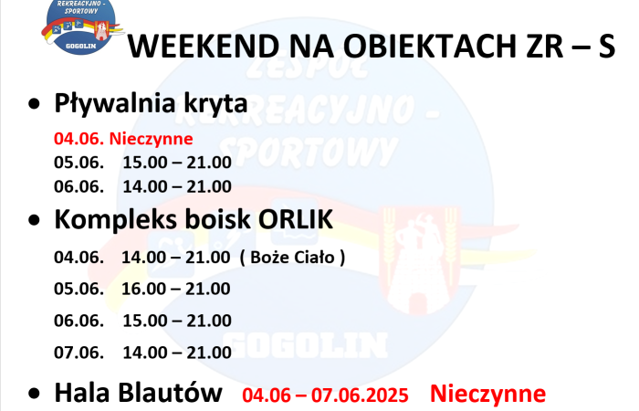 Zapraszamy do korzystania z naszych obiektów